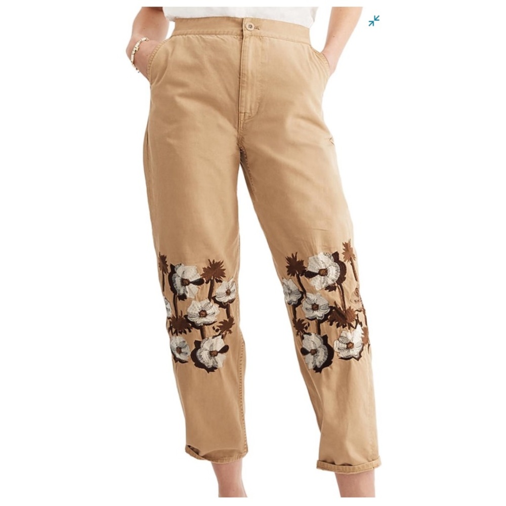 Madewell Embroidered Taper Crop Pants